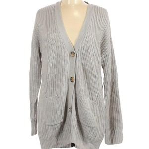 Polly and Esther Cardigan Pocket Button Up Grandpa Sweater Grey Size Medium NWT